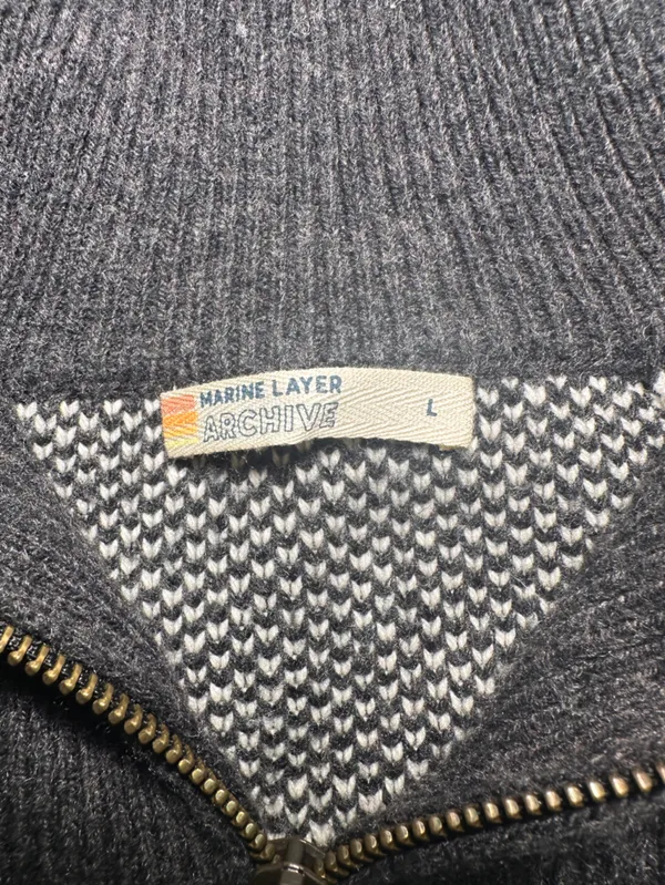 Marine Layer NWOT Whitney Quarter Zip Sweater L Palm Tree Fair Isle Après Ski - Image 10