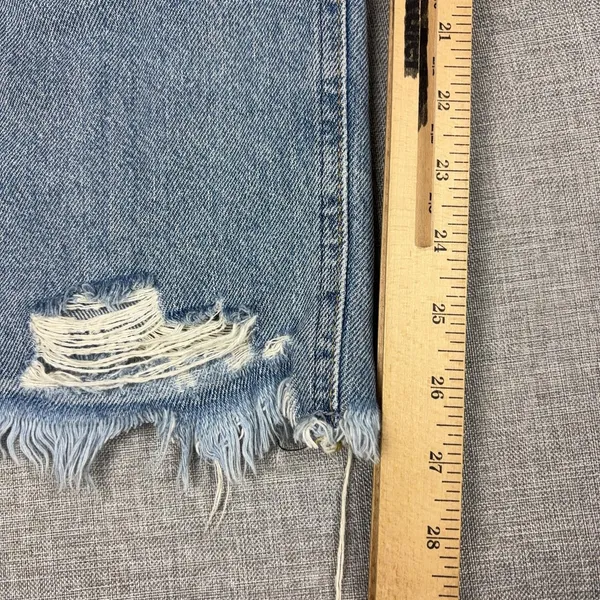 We The Free Jeans Womens 28 Blue Light Wash High Rise Straight Distressed Hem - Image 5