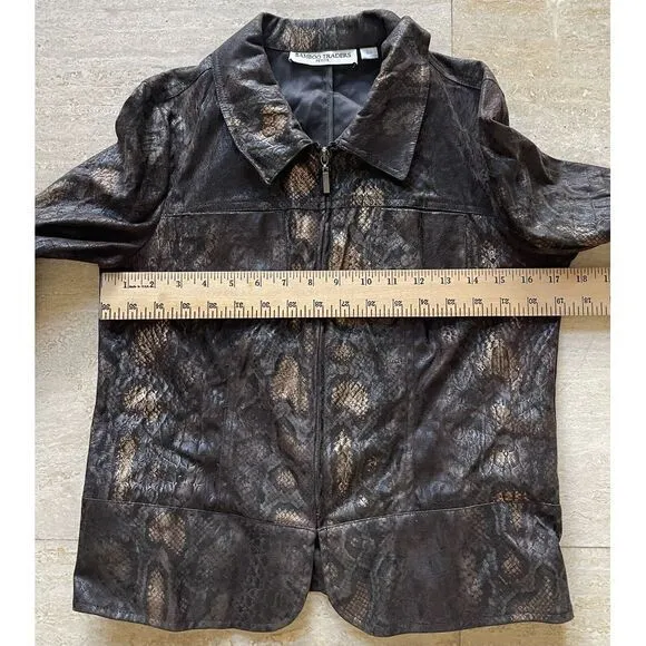 Bamboo Traders Jacket Metallic‎ Snake Print Zip Long Sleeve PS Petite S - Image 4