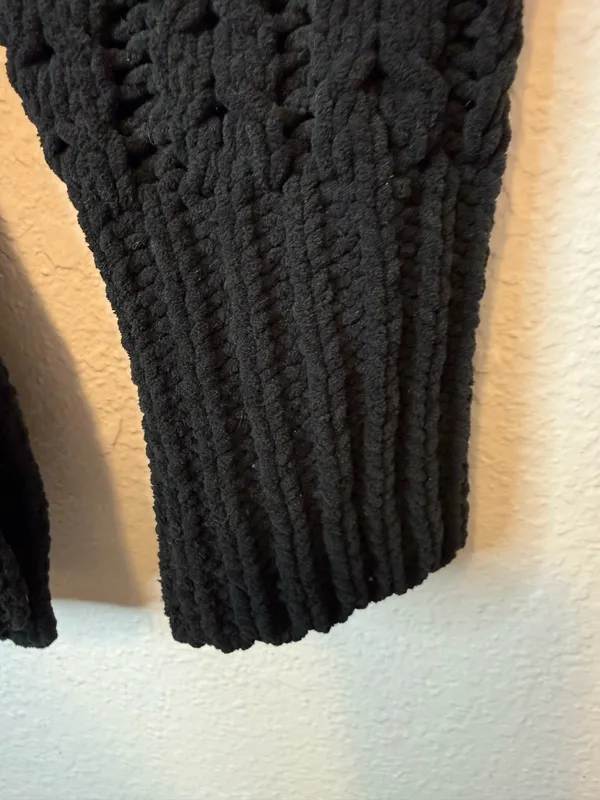 Aerie Black Cable Car Quarter Zip Chunky Cable Knit Sweater Size S Academia - Image 2