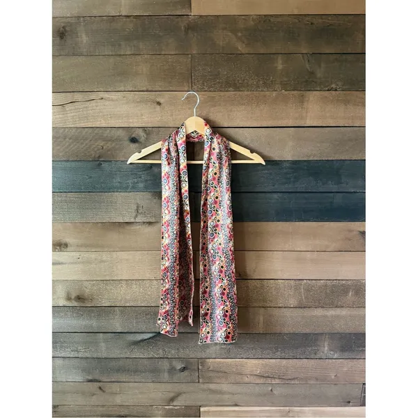 Y2K Mod Circle Print Skinny Scarf Retro Pink Geometric Neck Scarf - Image 3