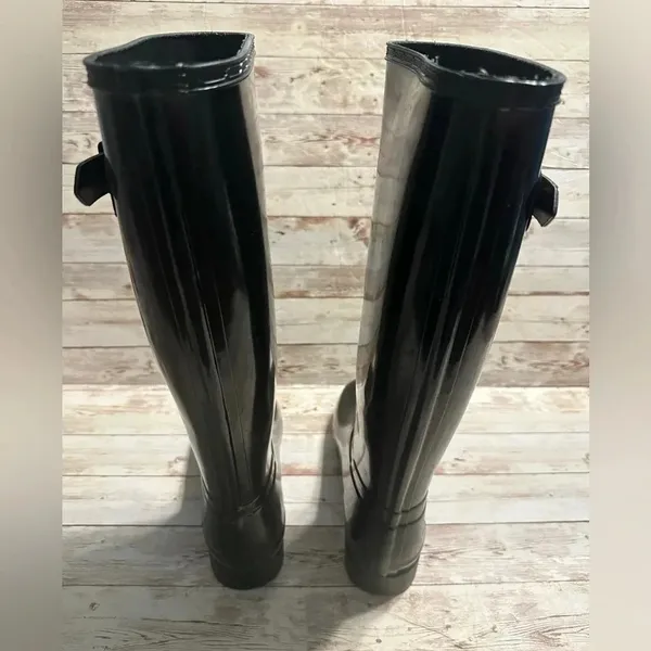 Hunter Original Gloss Tall Rain Boots Women’s Size 6 Black Galoshes - Image 4