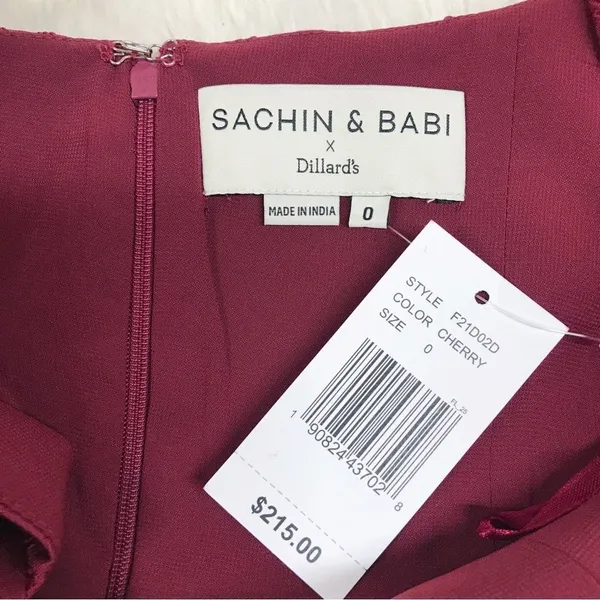 SACHIN & BABI Dress Size 0 Burgundy Mini‎ Fit & Flare Sleeveless Cocktail New - Image 5