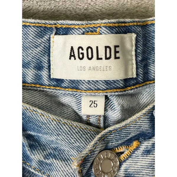 AGOLDE Parker Distressed Cutoff High Rise Denim Shorts Light Wash Size 25 - Image 5