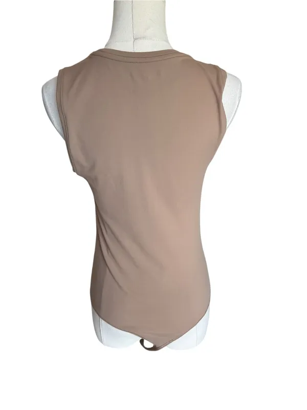 Abercrombie - Soft A&F Sleeveless Bodysuit Taupe Beige Sz M - Image 3