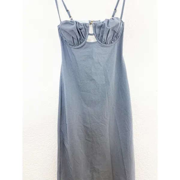 Montce Swim X Olivia Culpo Dark Denim Petal Long Slip Dress Size Medium - Image 8