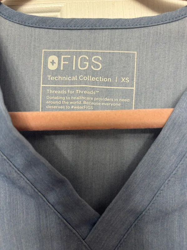 Blue FIGS Scrub Top One-Pocket - Image 3