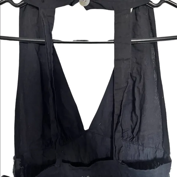 Florabella black halter tunic with flower embroidery size small - Image 9
