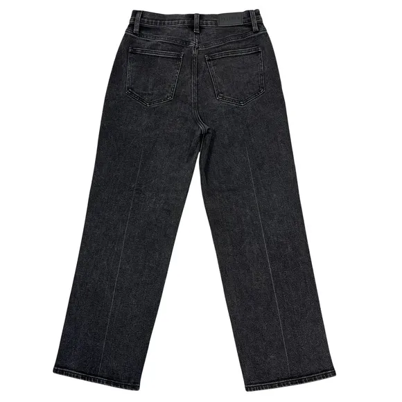 Pistola Cassie Crop Straight Jeans 27" Black Box Super High Rise Creased Denim‎ - Image 2