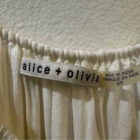 Alice‎ + Olivia Danna Tie-Strap Short Dress Crochet Embroidered White Size Small - Image 6