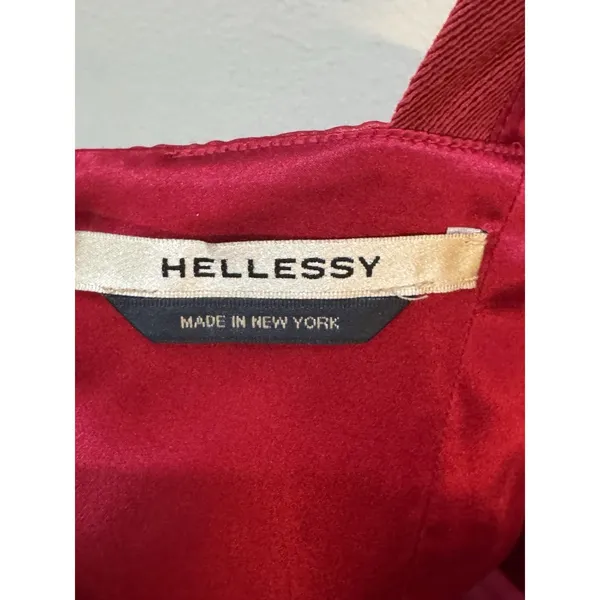 Hellessy Emily Dress‎ In Red With Contrast White Shirttail Hem Size 4 Crimson - Image 7