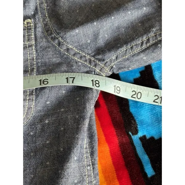 Arizona Jeans Blue/White Dots Button‎ Up Long Sleeve Shirt Size Small Cotton - Image 6