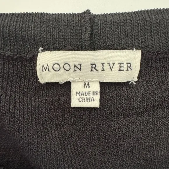 Moon River Midi Dress Medium Black Cutout Long Sleeve‎ Minimalist Chic Elegant - Image 10