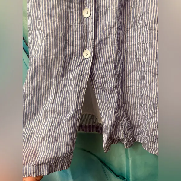 Cloth & Stone Blue Striped Button-Down Midi Dress Size: XS - Image 7