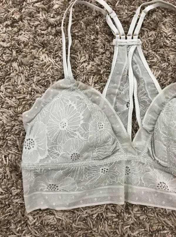 Aerie floral lace strappy bralette with ruffled edges - Image 3