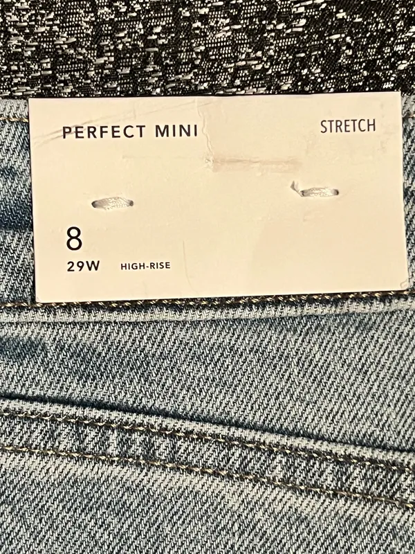 Womens sz8 NWT American Eagle High-Waisted Denim Mini Skirt Light Wash Raw Hem - Image 12