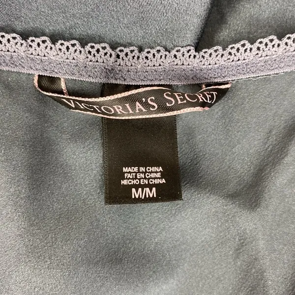 Victoria’s Secret Gray Satin & Lace Bodice Trim Short Sleep Dress M - Image 5