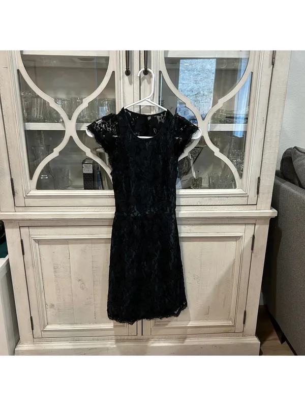 BCBGeneration Y2K Black Floral Lace Open Back Dress US0 Dark Romantic Whimsigoth - Image 2