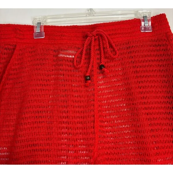 Haute Hippie Style‎ Pants Red Crochet Wide Leg Beach Coverup Boho Beach Resort M - Image 5