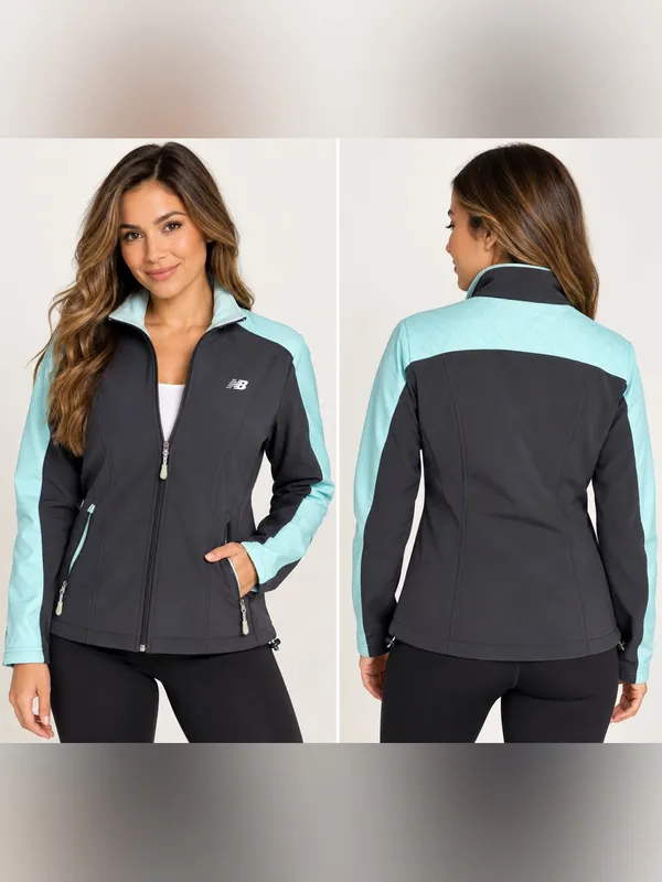 New Balance Women’s M Softshell Fleece Lined Colorblock Athletic Jacket - Image 2