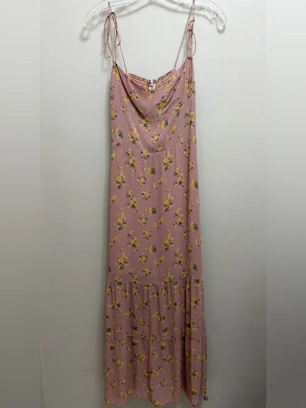 Reformation Emerson Maxi Dress Ruffle Hem in Frances Floral Blush Pink Size 4 - Image 3
