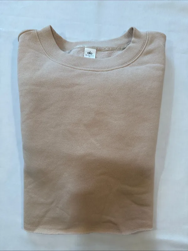 ALO Yoga Extreme Cropped Pullover Macadamia/Light Beige Size XS - Image 10