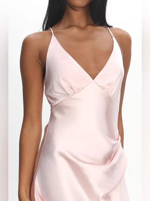 $115 NWT Selfie Leslie Marlie Side Pleat Maxi Dress Blush, L - Image 4