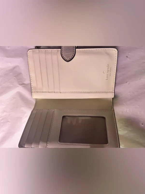 kate spade Pale Pink Saffiano Leather Zip Wallet with Gold Logo - Image 4