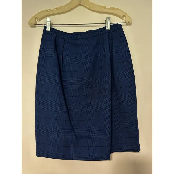 Christian Dior The Suit Vintage Blue Glen Plaid Skirt Set Double Breasted Size 8 - Image 7