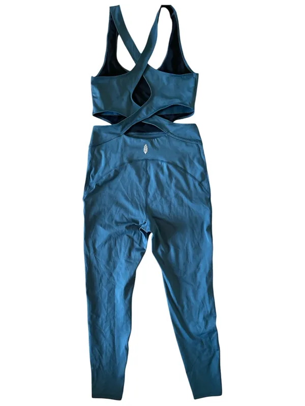 Free People Movement Back It Up One-piece Jumpsuit Pacific Green Size Medium - Image 4
