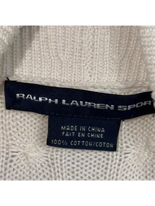 Ralph Lauren Sport Cable Knit Open Cardigan Sweater Women’s XS Cream - Image 4