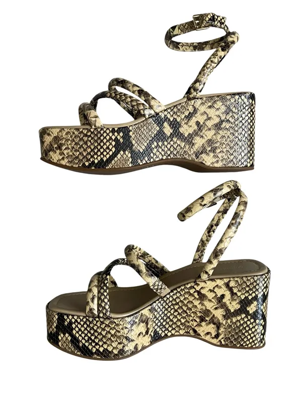 Michael Kors Hazel Snake Print Platform Sandals Women’s Size 9 Wedge Strappy - Image 8