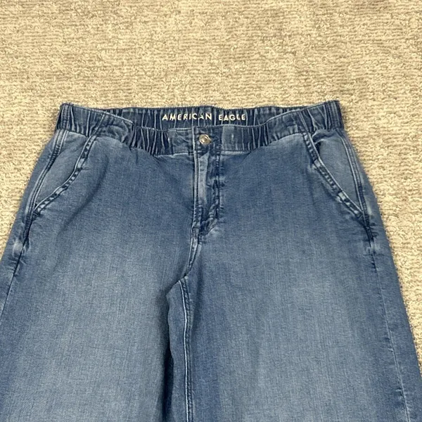 American Eagle Ultra Wide Leg Jeans Womens Small Long Low Rise Baggy Denim 30x30 - Image 2