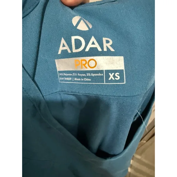 Adar Pro Scrub Top Womens XS Teal Caribbean‎ Blue V-Neck Short Sleeve - Image 3