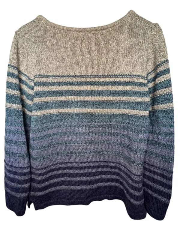 L.L. Bean Blue And Purple Striped Ombré Crewneck Pullover Knit Sweater - Image 5