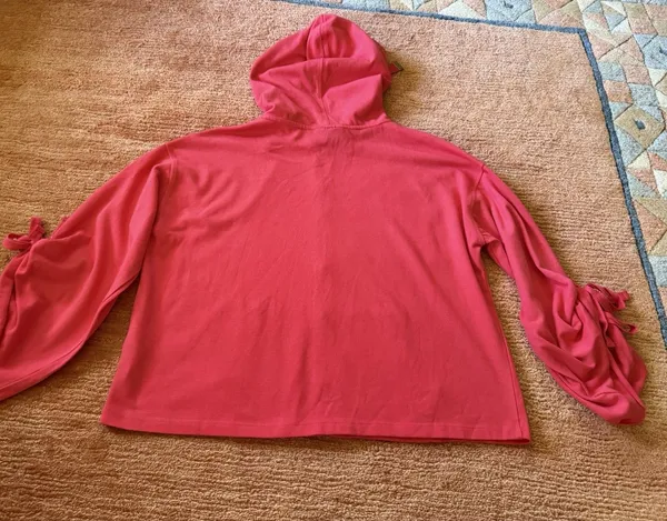Donna Karan Active Pink Zip Hoodie Bell Sleeves Drawstring Cuffs Women’s M - Image 7