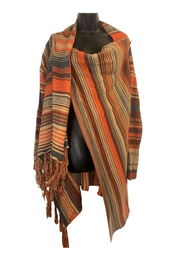 Large/extra large Boho coat. Open front shoulder button. Orange Size XL - Image 2