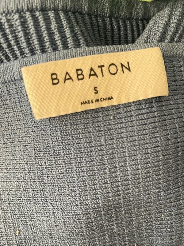 Babaton Ribbed Square-Neck Crop Tank Blue Small - Image 3