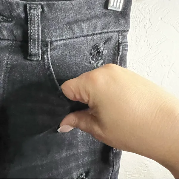 American Eagle Black The Dream Curvy Super Hi Rise‎ Distressed Denim Jeans - Image 6