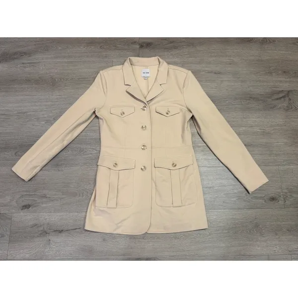 NIC+ZOE Ivory Utility Blazer Jacket M Quiet Luxury Office Chic Tailored Longline - Image 5