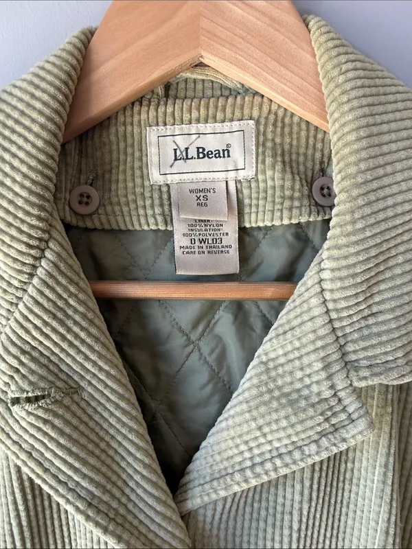 L.L. Bean Vintage Green Corduroy Utility Walking Jacket - Image 3