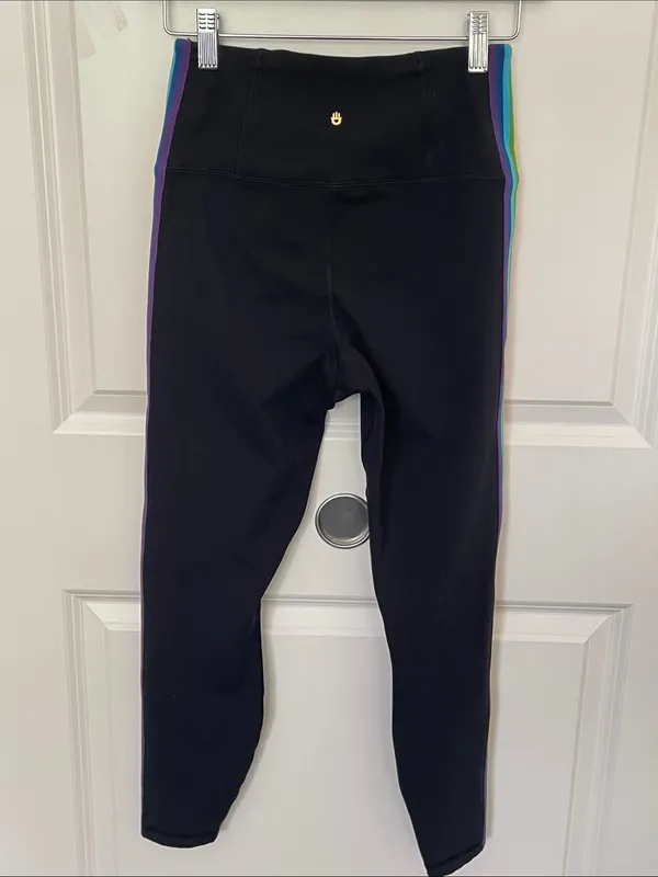 Spiritual Gangster Rainbow Stripe Leggings Medium Activewear Workout - Image 3
