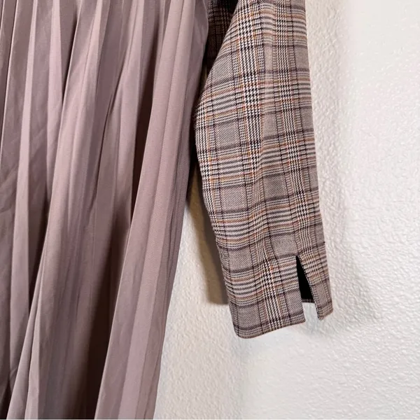 Jill Stuart Brown Plaid Mini Shift Dress Womens S Preppy Pleated Back Academia - Image 6