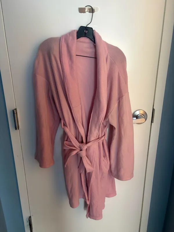 Women's Pink Fleece Long Sleeve Belted Shawl Collar Robe - Image 7