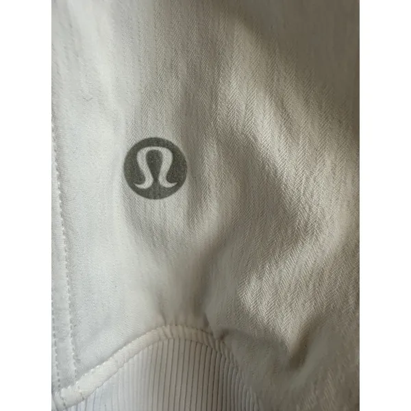 Lululemon White Stride Jacket Ruched Sleeve Hooded Full Zip Ribbed Size 4/6 Flaw - Image 6