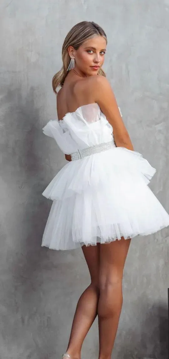 white Rhinestone Tulle Dress - Image 3