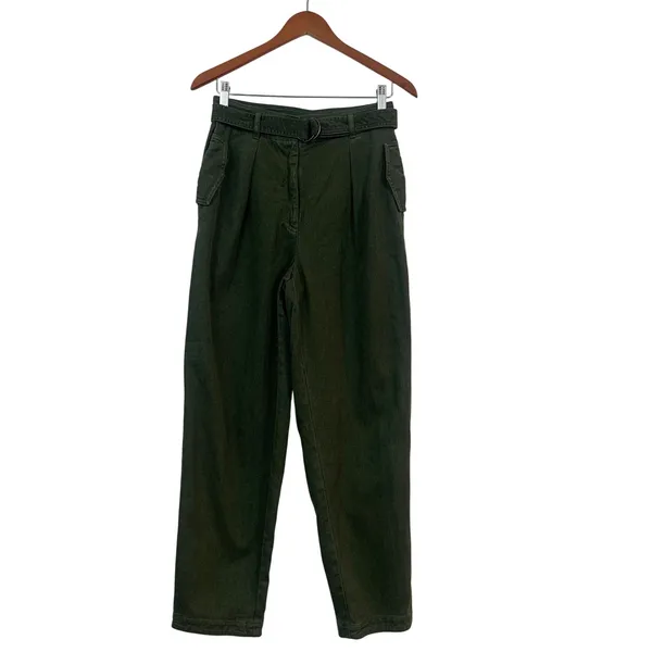 Babaton The Group Olive Green‎ Belted Utility Cargo Pants High Rise Pleated 4 - Image 2