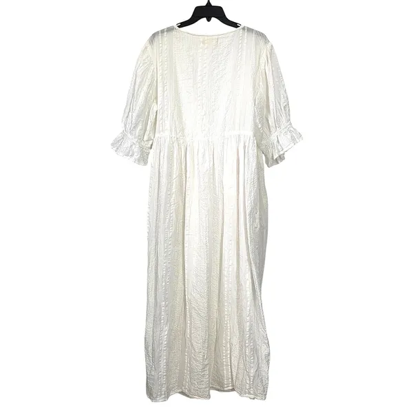 Daughters of India Uma Textured Cotton Wrap Maxi Dress White Size XL - Image 4