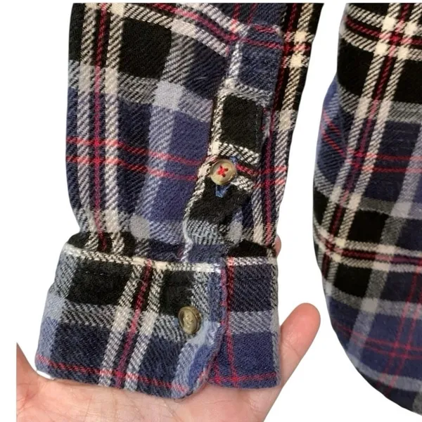 American Eagle Boyfriend Fit Plaid Flannel Button-Up Shirt XS - Image 2