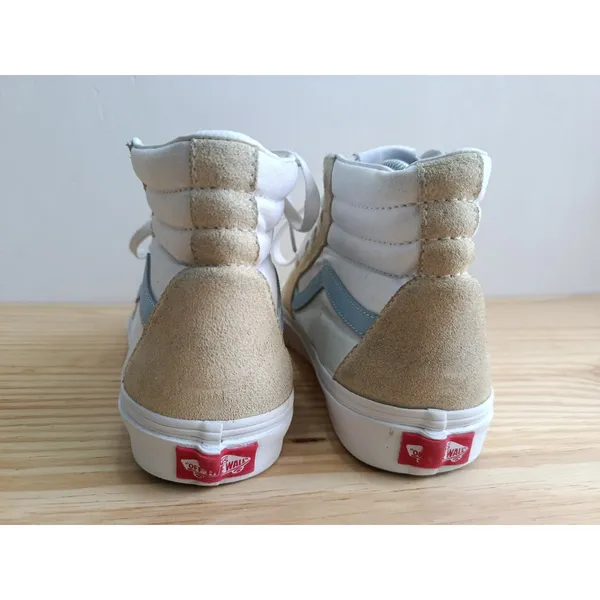 Vans Sk8-Hi High Top Sneakers Men's 6.5 Women's 8 Beige Blue Canvas Skate Shoes - Image 6